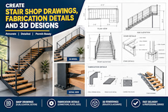 design staircase handrails and railings with detailed shop drawings and 3d desig
