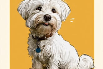 draw pet portrait into cartoon vector