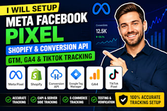 setup meta facebook pixel shopify conversion API GTM ga4 tiktok tracking