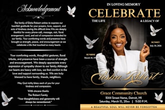 design funeral program, memorial flyer and obituary