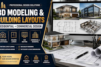 design solutions for residential, commercial 3d modeling, building layouts