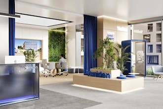 renovate architect office interior, 3d rendering, workspace design,2d floor plan
