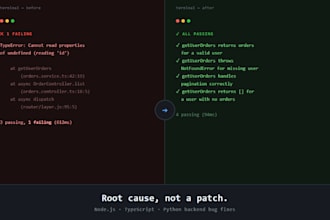 fix bugs in your node js, typescript or python backend
