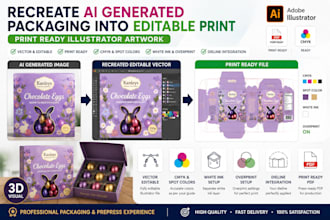 recreate ai generated packaging into editable print ready illustrator art