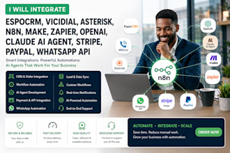integrate espocrm vicidial asterisk stripe paypal n8n openai claude ai agent