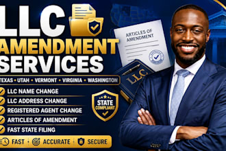 amend texas utah vermont virginia washington llc name address, registered agent