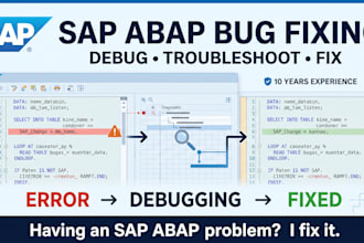 fix sap abap bugs, debug errors and resolve code issues