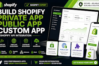 build shopify private app public app custom app and shopify API integration