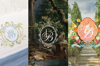 create bespoke wedding monogram, crest, or initial logo