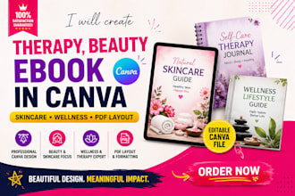 create therapy beauty ebook canva skincare wellness PDF layout