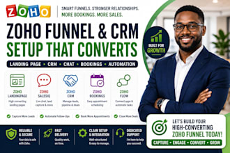 zoho landingpage zoho salesiq zoho crm zoho bookings zoho flow ai funnel setup