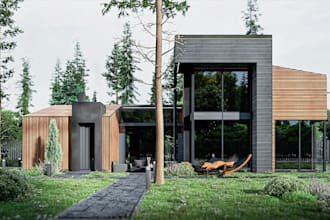 redesign tiny house exterior 3d rendering,cabin, barn house,2d architecture plan