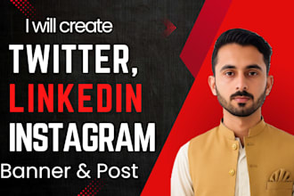 create twitter, x, linkedin, and instagram banner and post