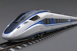 build 3d train model, 3d locomotive design, 3d railway model, 3d train rendering