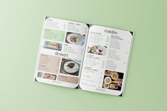 design a professional restaurant or cafe menu