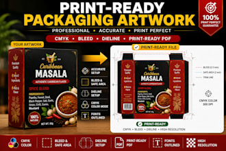 prepare print ready packaging artwork, labels and dielines