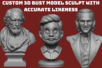 3d head bust realistic face likeness head model sculpture design for 3d printing
