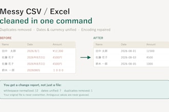 clean and fix your messy or garbled japanese CSV and excel data