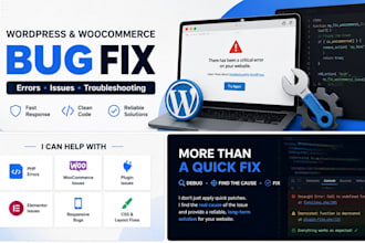 fix wordpress and woocommerce bugs, errors, and issues