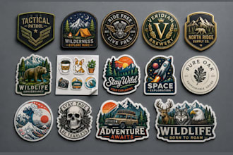 do custom sticker design, die cut sticker, badge, patch, decal and mockup