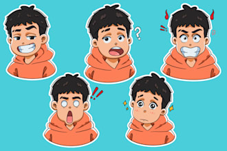 draw cartoon stickers, emoticon, mascot