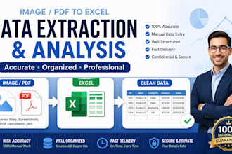 extract data from images or PDF to excel and analyze it