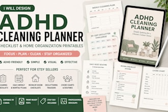 design an adhd cleaning planner, checklist and home organization printable