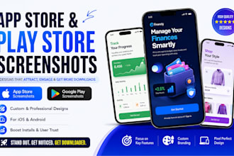 design business app store screenshot, play store screenshot for ios and android