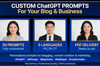 create 30 custom chatgpt prompts for your blog or business