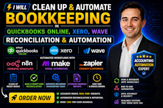 do monthly weekly bookkeeping using n8n automation, cleanup, quickbooks online