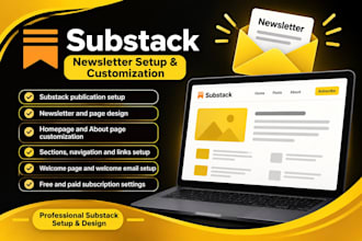 setup substack newsletter, design publication and customize website