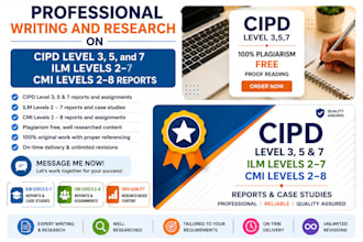 do urgent cipd reports on levels 3 5 7, cmi, ilm, hr leadership and management