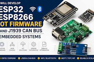 develop esp32 and esp8266 model, iot firmware and j1939 can bus embedded systems