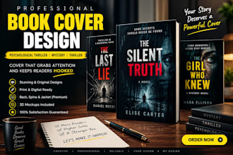 design psychological thriller, mystery novel and thriller book covers
