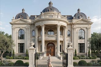 rebuild neoclassical building,french villa exterior,grand mansion design,temple