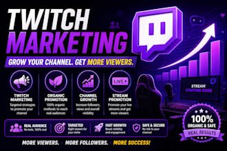 do twitch marketing, organic promotion, channel growth and stream promotion