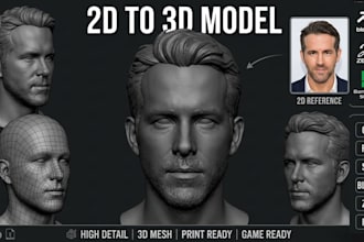 convert 2d to 3d head model 2d to 3d character model picture to 3d model