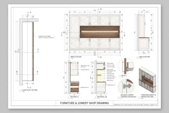 create detailed furniture cabinet and joinery shop drawings