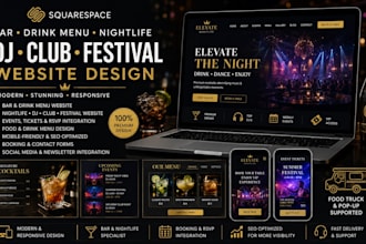 design squarespace bar drink menu nightlife dj club festival website
