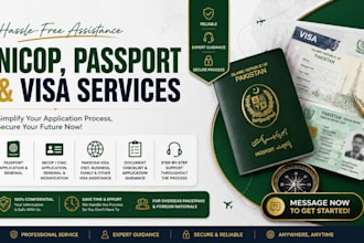 assist with pakistan passport, nicop and visa applications