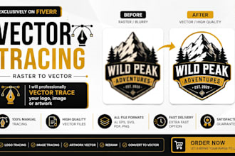 do manual vector tracing, vectorize image, redraw, and convert image to vector