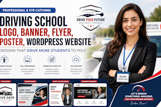 do driving school logo banner flyer paster wordpress website driving instructor