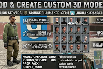 mod, create custom 3d model, players models for garry mod, gmod, sfm, mmd