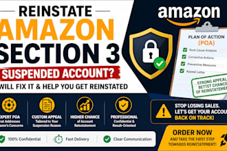 fix amazon section 3 suspension, write poa appeal and reinstate account