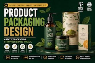 create elegant cosmetic product labels and branding packaging design
