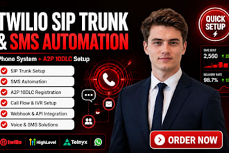 setup twilio sip trunk phone system a2p 10dlc sms marketing automation