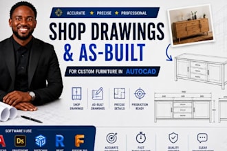 draw shop drawings, as built drawings for custom furniture in autocad