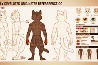 create fursona reference sheet, furry anthro character art