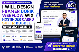design framer dorik webflow wix hostinger carrd softr bubble consultant website