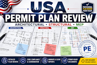 review and stamp USA architectural, structural and mep permit plans